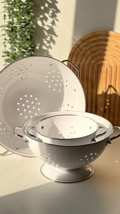 آبکش لعابی طرح ایکیا سفید
