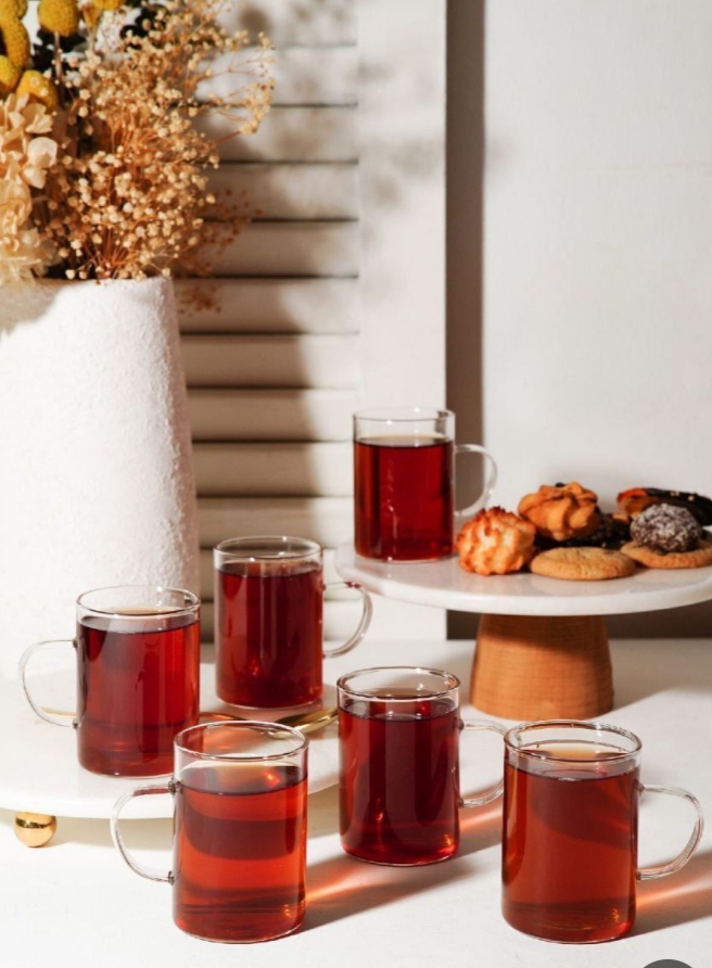 لیوان چای دسته دار وارداتی دربسته 6عددی