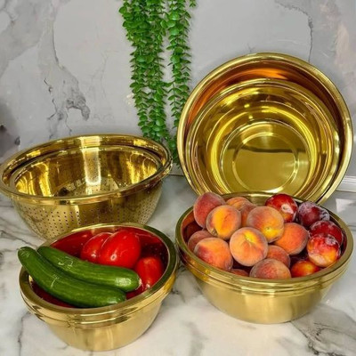 آبکش و لگن پنج تیکه استیل